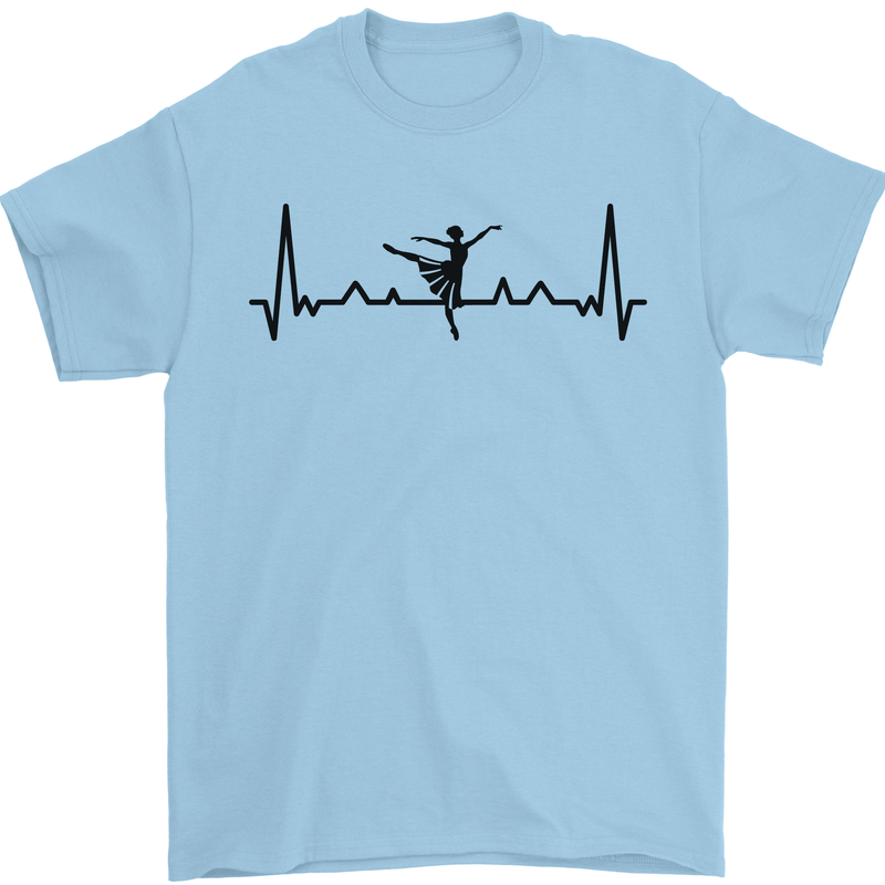 Ballet Dancer ECG Dancing Ballerina Pulse Mens T-Shirt 100% Cotton Light Blue