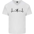 Ballet Dancer ECG Dancing Ballerina Pulse Mens V-Neck Cotton T-Shirt White