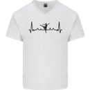 Ballet Dancer ECG Dancing Ballerina Pulse Mens V-Neck Cotton T-Shirt White