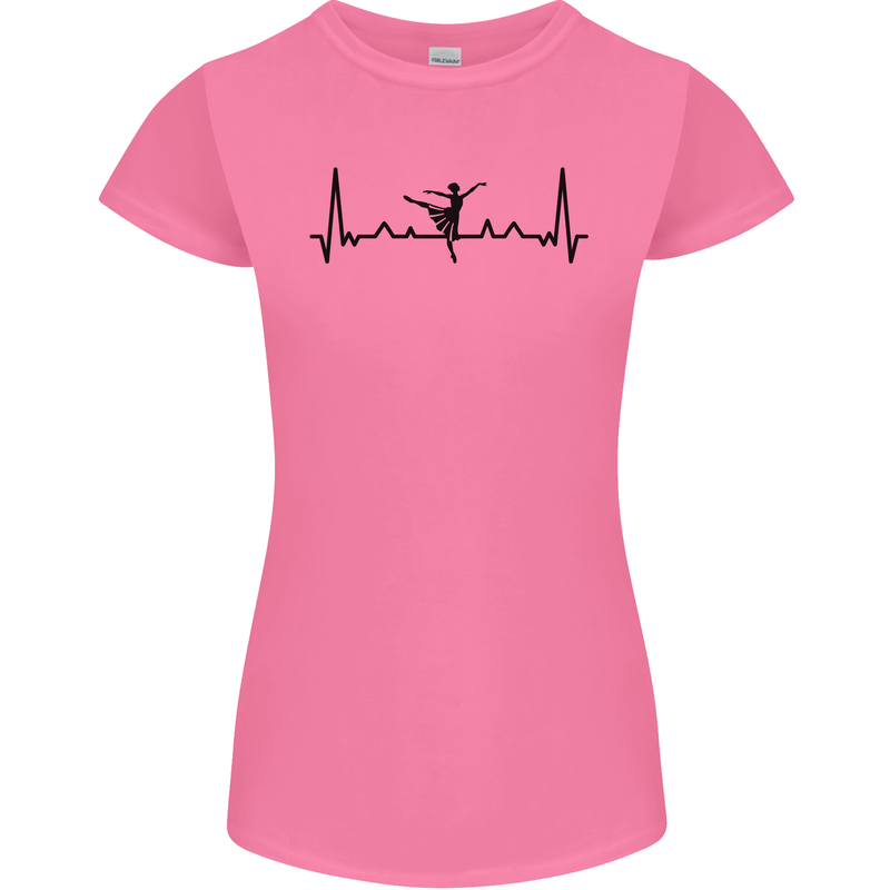 Ballet Dancer ECG Dancing Ballerina Pulse Womens Petite Cut T-Shirt Azalea