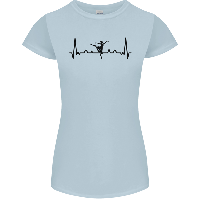 Ballet Dancer ECG Dancing Ballerina Pulse Womens Petite Cut T-Shirt Light Blue