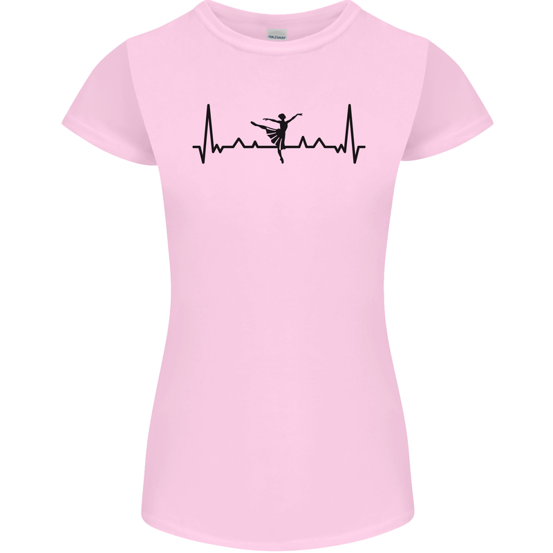 Ballet Dancer ECG Dancing Ballerina Pulse Womens Petite Cut T-Shirt Light Pink