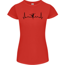 Ballet Dancer ECG Dancing Ballerina Pulse Womens Petite Cut T-Shirt Red