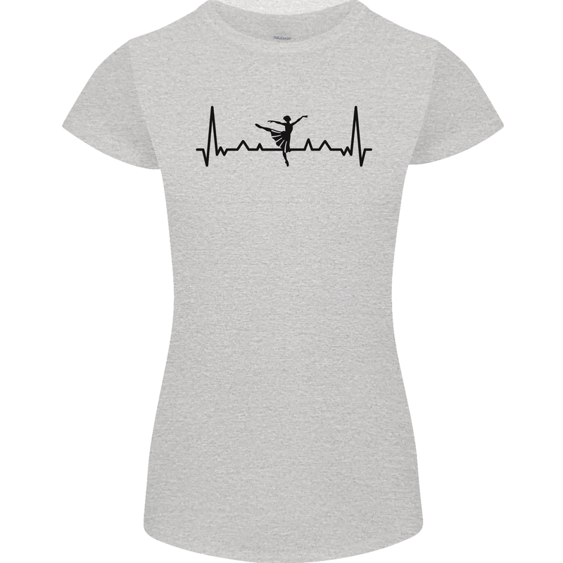 Ballet Dancer ECG Dancing Ballerina Pulse Womens Petite Cut T-Shirt Sports Grey