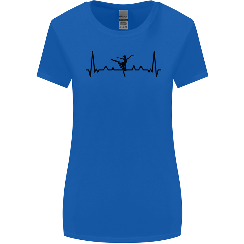 Ballet Dancer ECG Dancing Ballerina Pulse Womens Wider Cut T-Shirt Royal Blue