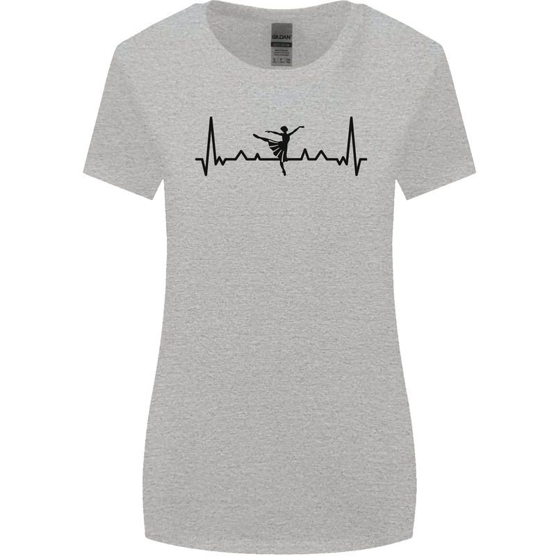 Ballet Dancer ECG Dancing Ballerina Pulse Womens Wider Cut T-Shirt Sports Grey