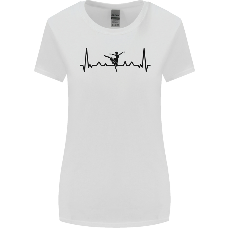 Ballet Dancer ECG Dancing Ballerina Pulse Womens Wider Cut T-Shirt White
