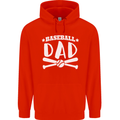 Baseball Dad Funny Fathers Day Childrens Kids Hoodie Bright Red