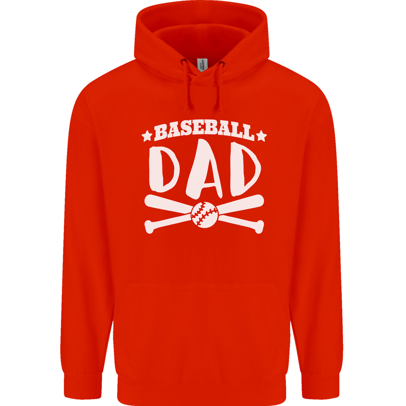 Baseball Dad Funny Fathers Day Childrens Kids Hoodie Bright Red