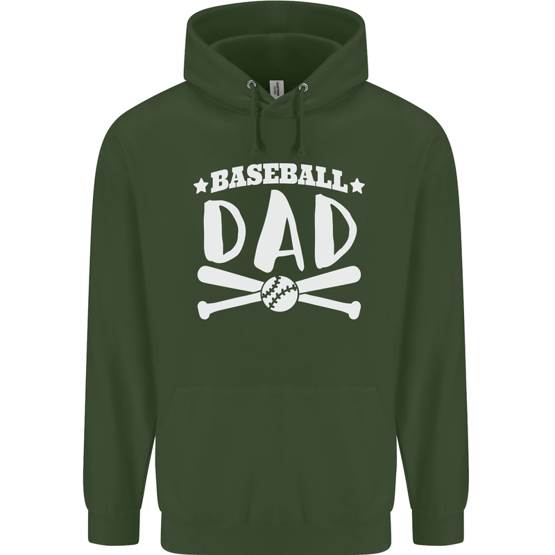 Baseball Dad Funny Fathers Day Childrens Kids Hoodie Forest Green