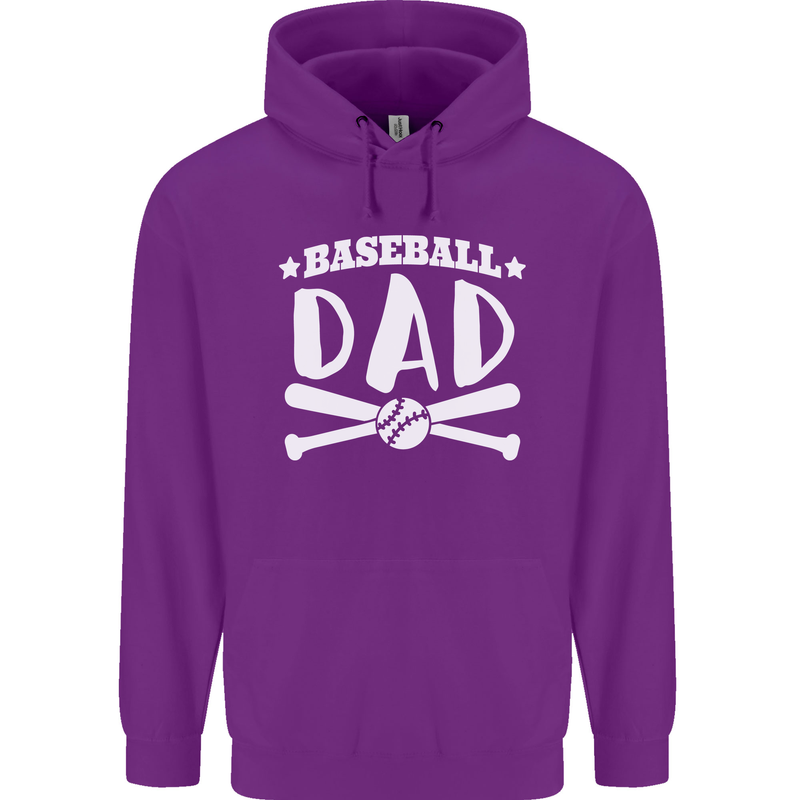 Baseball Dad Funny Fathers Day Childrens Kids Hoodie Purple