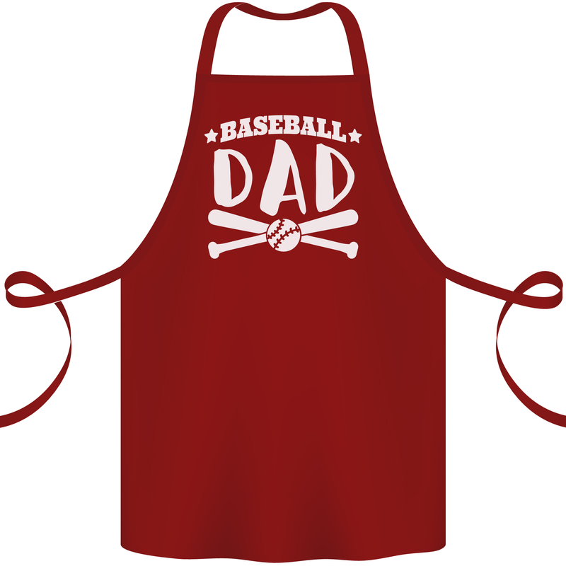 Baseball Dad Funny Fathers Day Cotton Apron 100% Organic Maroon