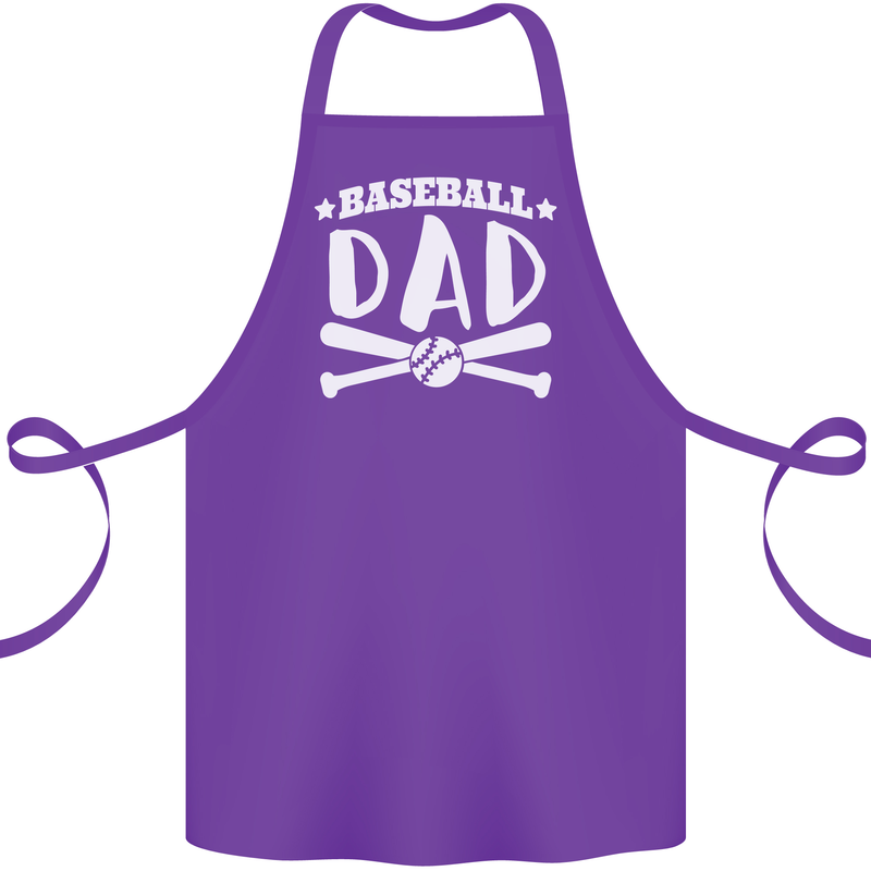 Baseball Dad Funny Fathers Day Cotton Apron 100% Organic Purple