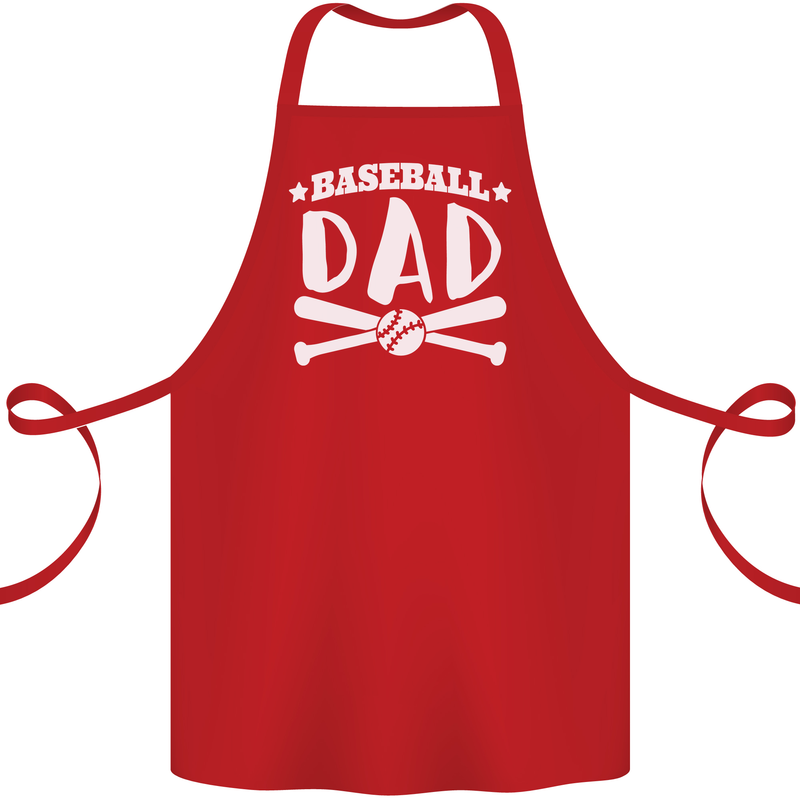 Baseball Dad Funny Fathers Day Cotton Apron 100% Organic Red