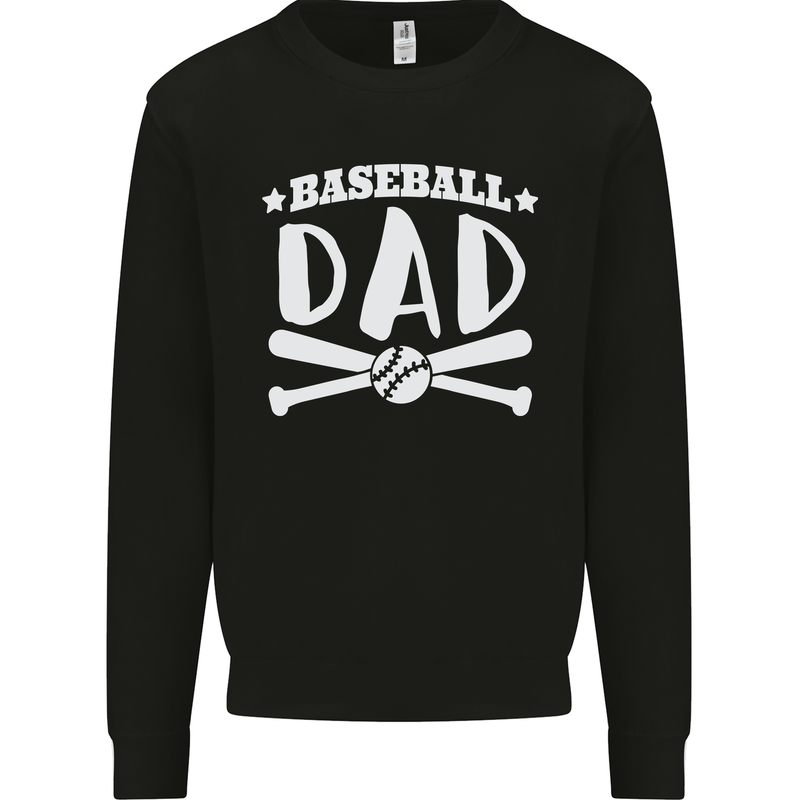 Baseball Dad Funny Fathers Day Kids Sweatshirt Jumper Black