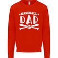 Baseball Dad Funny Fathers Day Kids Sweatshirt Jumper Bright Red