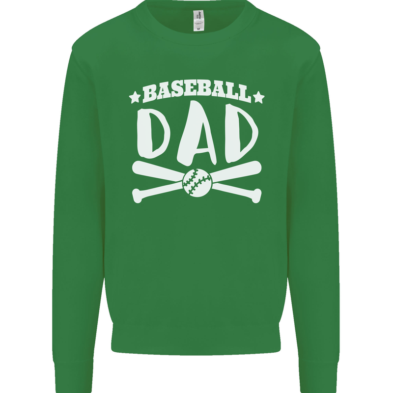 Baseball Dad Funny Fathers Day Kids Sweatshirt Jumper Irish Green