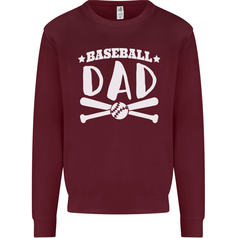 Baseball Dad Funny Fathers Day Kids Sweatshirt Jumper Maroon