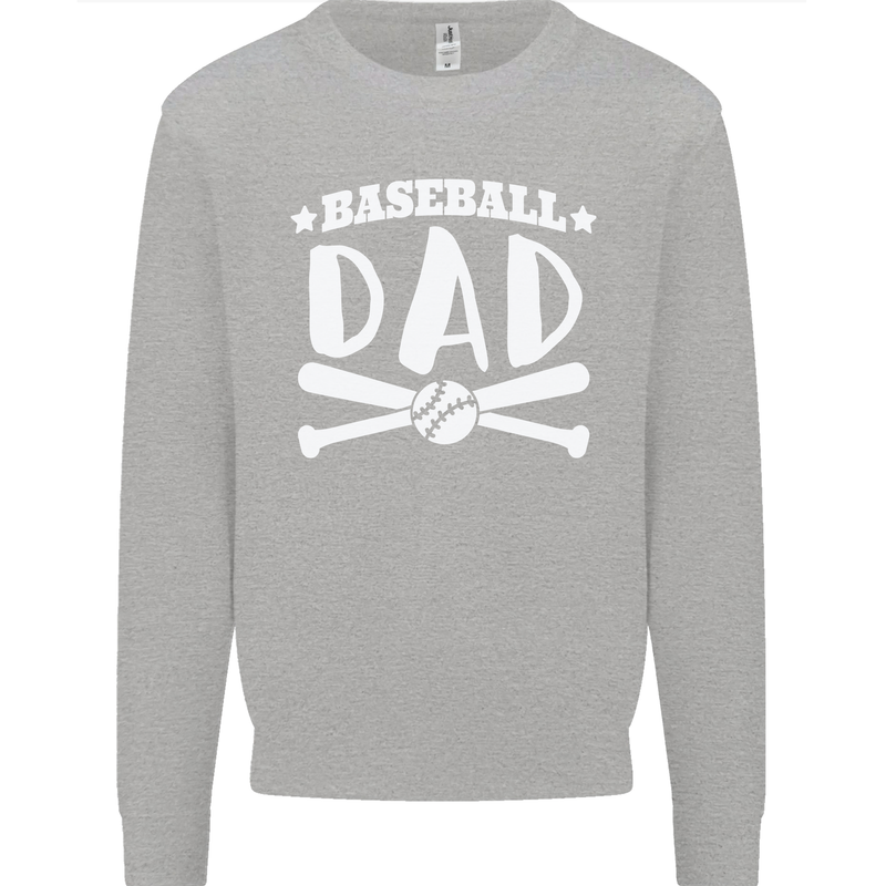 Baseball Dad Funny Fathers Day Kids Sweatshirt Jumper Sports Grey