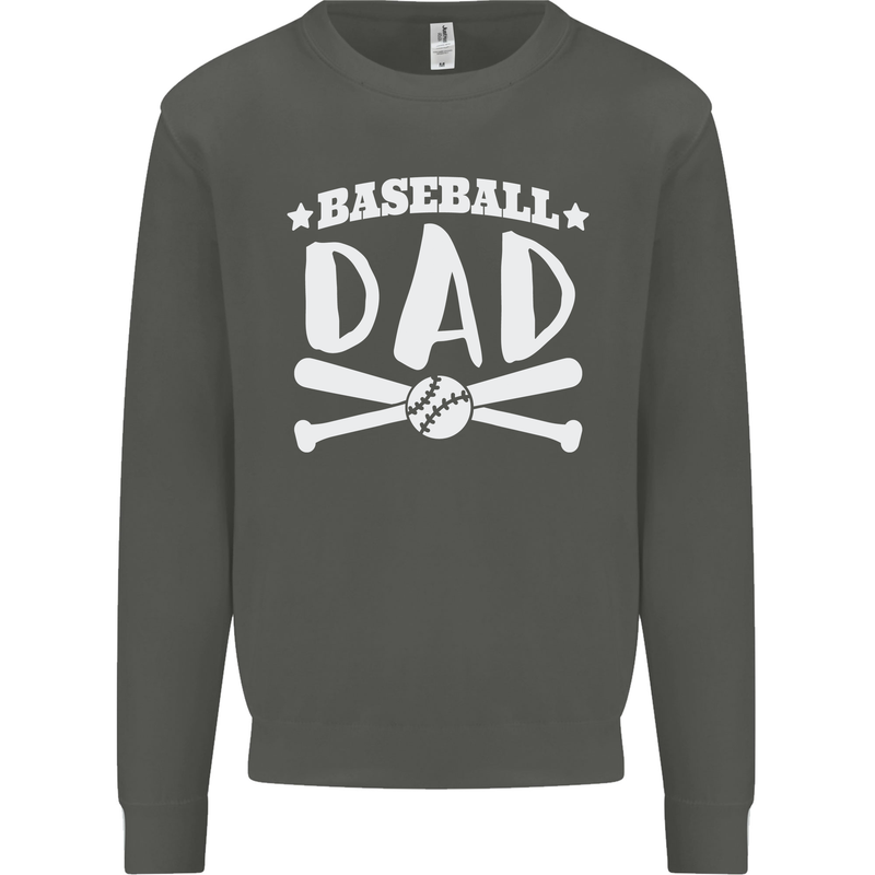 Baseball Dad Funny Fathers Day Kids Sweatshirt Jumper Storm Grey