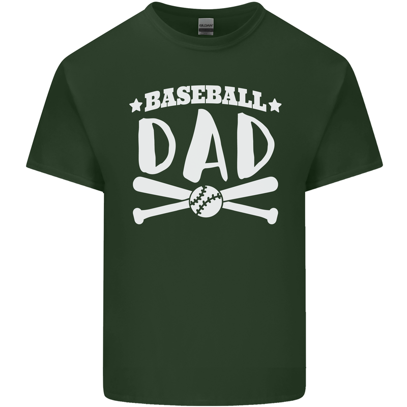 Baseball Dad Funny Fathers Day Mens Cotton T-Shirt Tee Top Forest Green