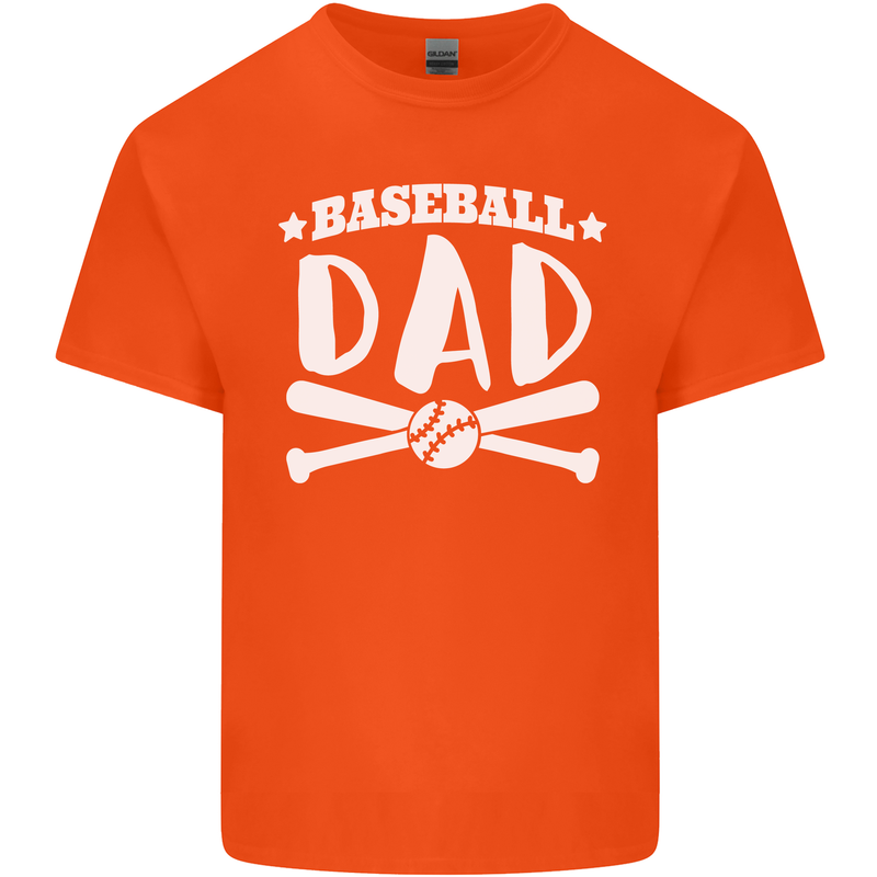 Baseball Dad Funny Fathers Day Mens Cotton T-Shirt Tee Top Orange