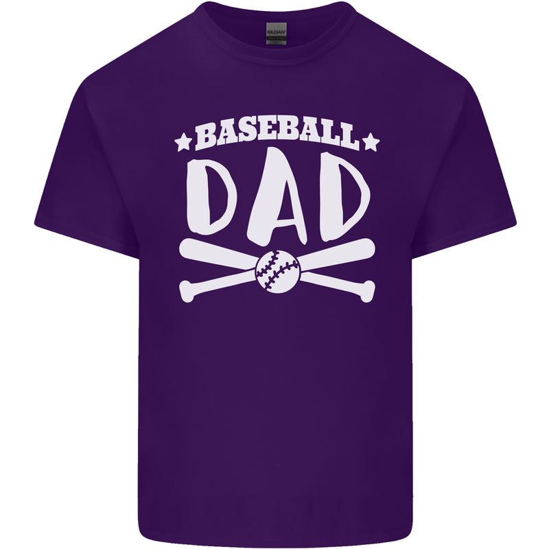 Baseball Dad Funny Fathers Day Mens Cotton T-Shirt Tee Top Purple