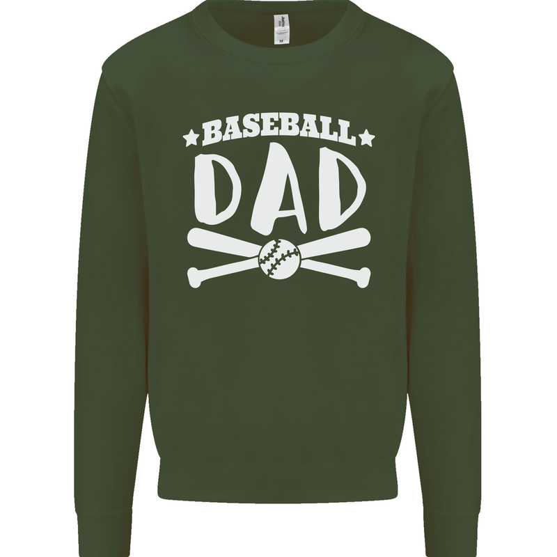 Baseball Dad Funny Fathers Day Mens Sweatshirt Jumper Forest Green