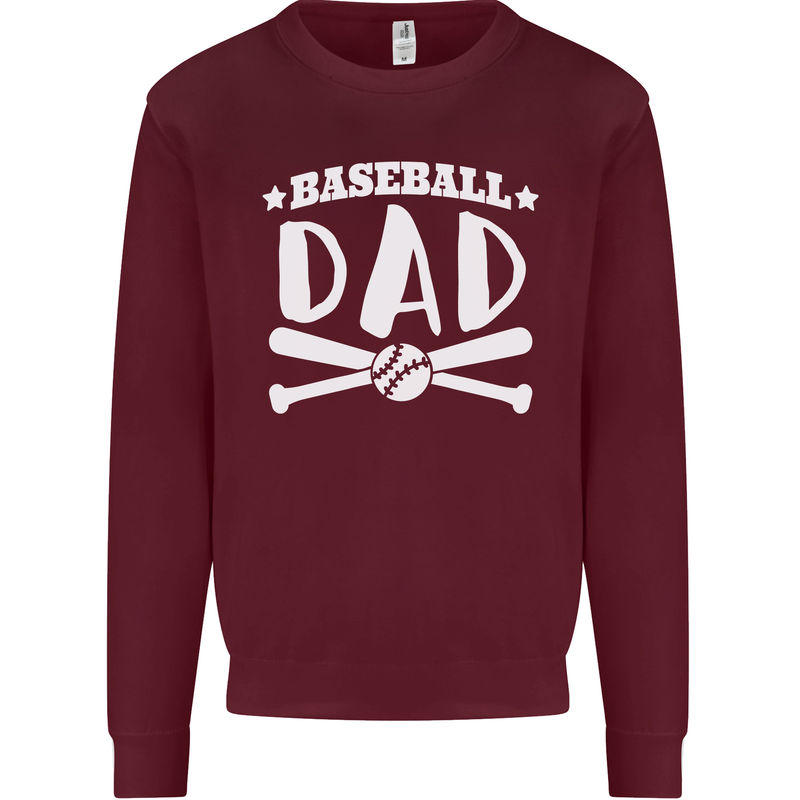 Baseball Dad Funny Fathers Day Mens Sweatshirt Jumper Maroon