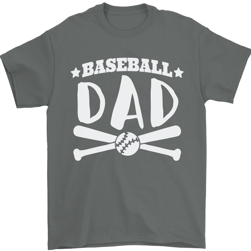 Baseball Dad Funny Fathers Day Mens T-Shirt 100% Cotton Charcoal