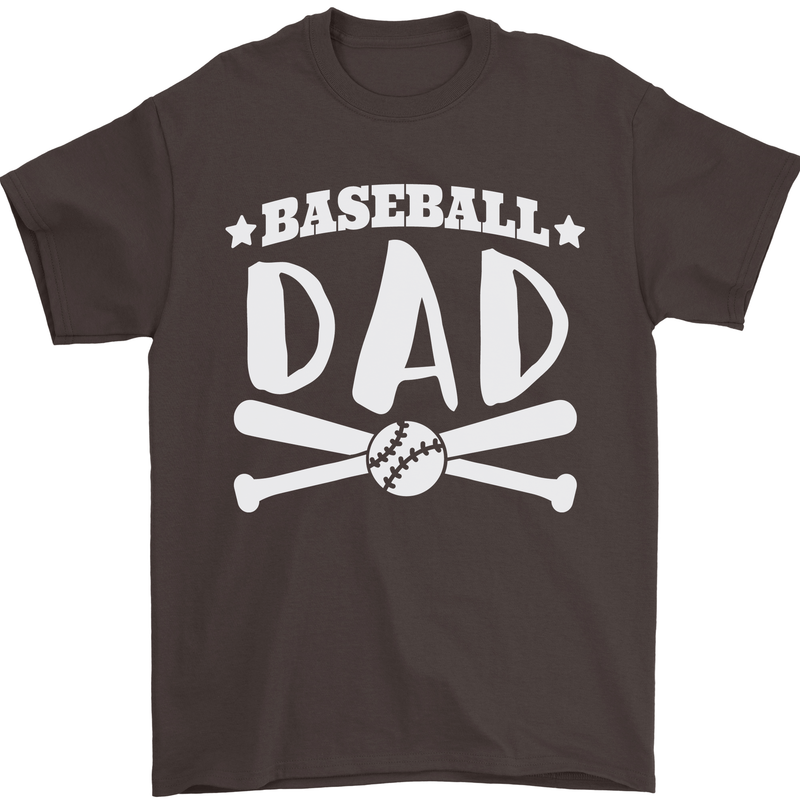 Baseball Dad Funny Fathers Day Mens T-Shirt 100% Cotton Dark Chocolate