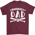 Baseball Dad Funny Fathers Day Mens T-Shirt 100% Cotton Maroon