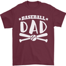 Baseball Dad Funny Fathers Day Mens T-Shirt 100% Cotton Maroon