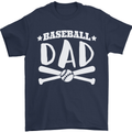 Baseball Dad Funny Fathers Day Mens T-Shirt 100% Cotton Navy Blue