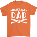 Baseball Dad Funny Fathers Day Mens T-Shirt 100% Cotton Orange