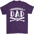 Baseball Dad Funny Fathers Day Mens T-Shirt 100% Cotton Purple