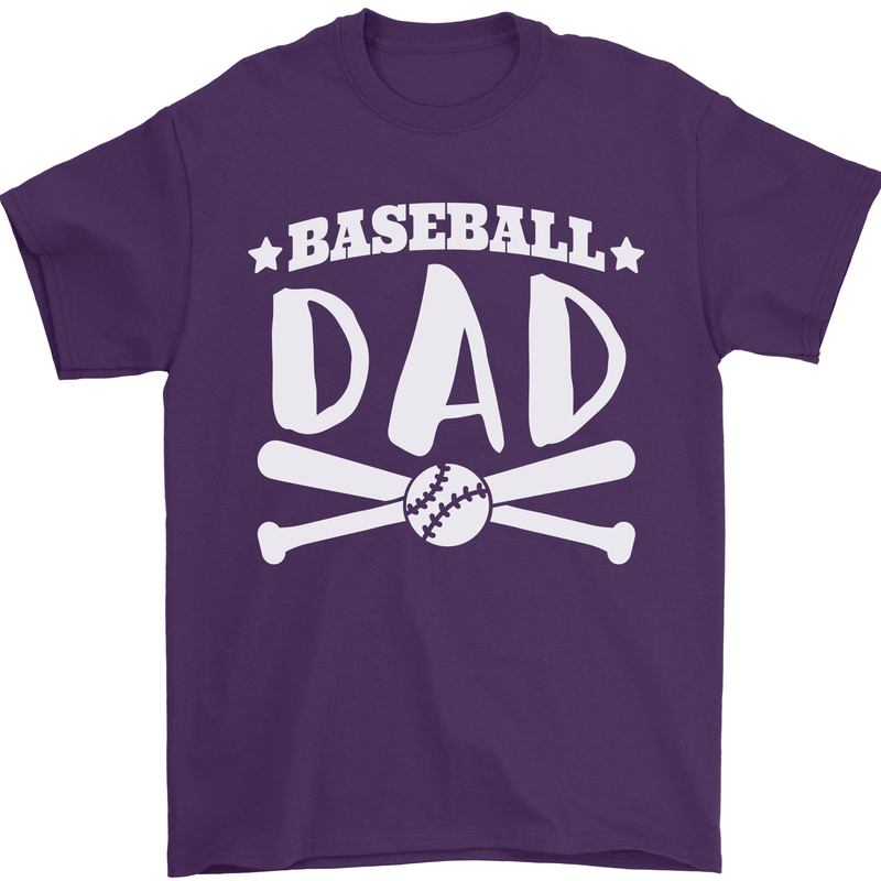 Baseball Dad Funny Fathers Day Mens T-Shirt 100% Cotton Purple