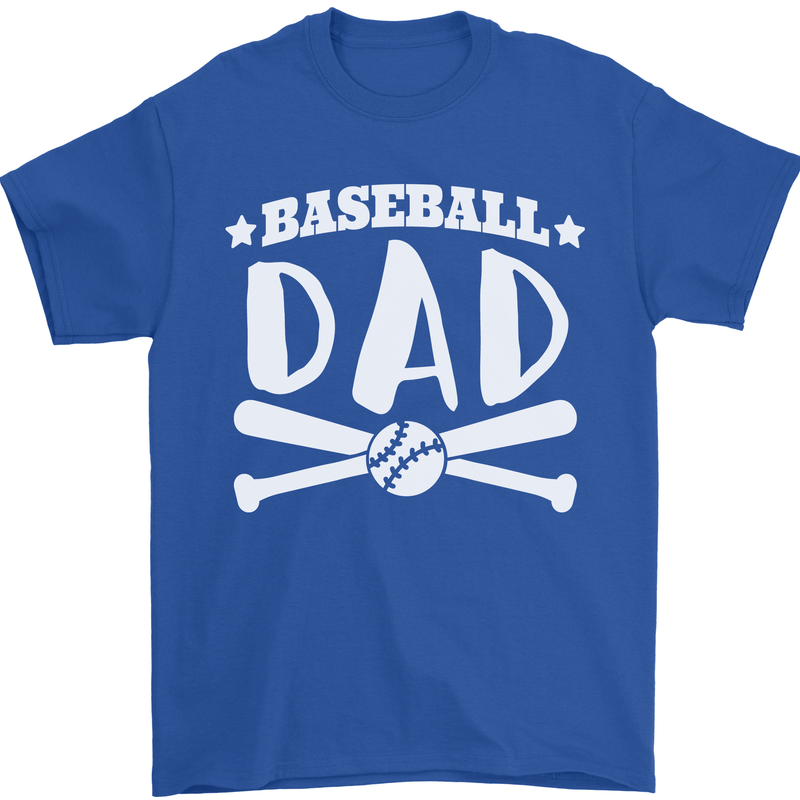 Baseball Dad Funny Fathers Day Mens T-Shirt 100% Cotton Royal Blue