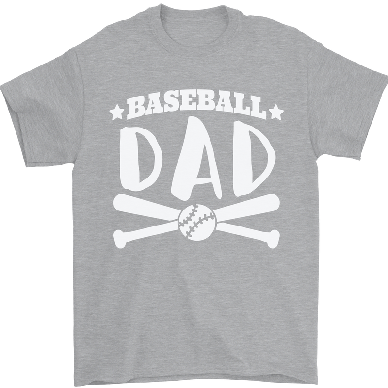 Baseball Dad Funny Fathers Day Mens T-Shirt 100% Cotton Sports Grey