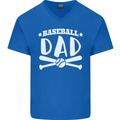 Baseball Dad Funny Fathers Day Mens V-Neck Cotton T-Shirt Royal Blue
