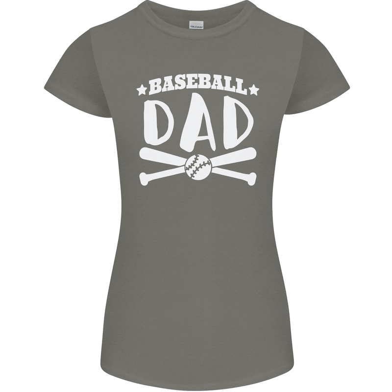 Baseball Dad Funny Fathers Day Womens Petite Cut T-Shirt Charcoal