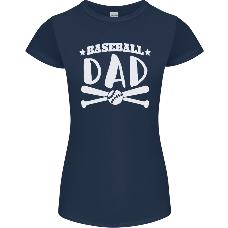 Baseball Dad Funny Fathers Day Womens Petite Cut T-Shirt Navy Blue