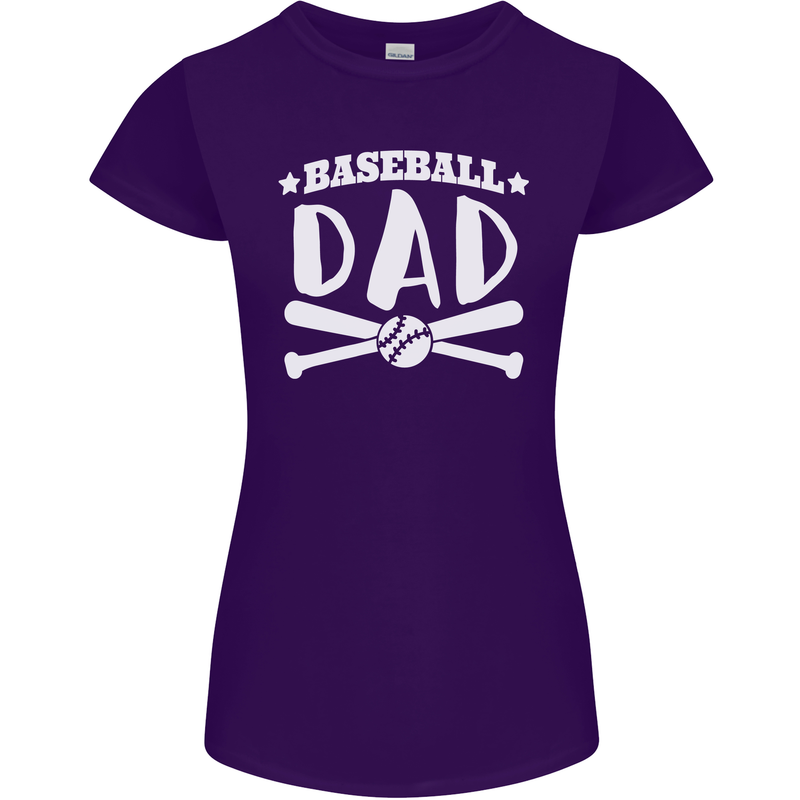 Baseball Dad Funny Fathers Day Womens Petite Cut T-Shirt Purple