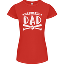 Baseball Dad Funny Fathers Day Womens Petite Cut T-Shirt Red