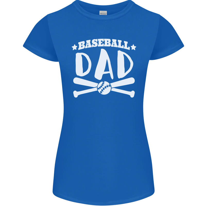 Baseball Dad Funny Fathers Day Womens Petite Cut T-Shirt Royal Blue