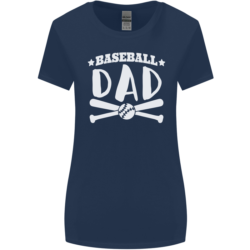 Baseball Dad Funny Fathers Day Womens Wider Cut T-Shirt Navy Blue