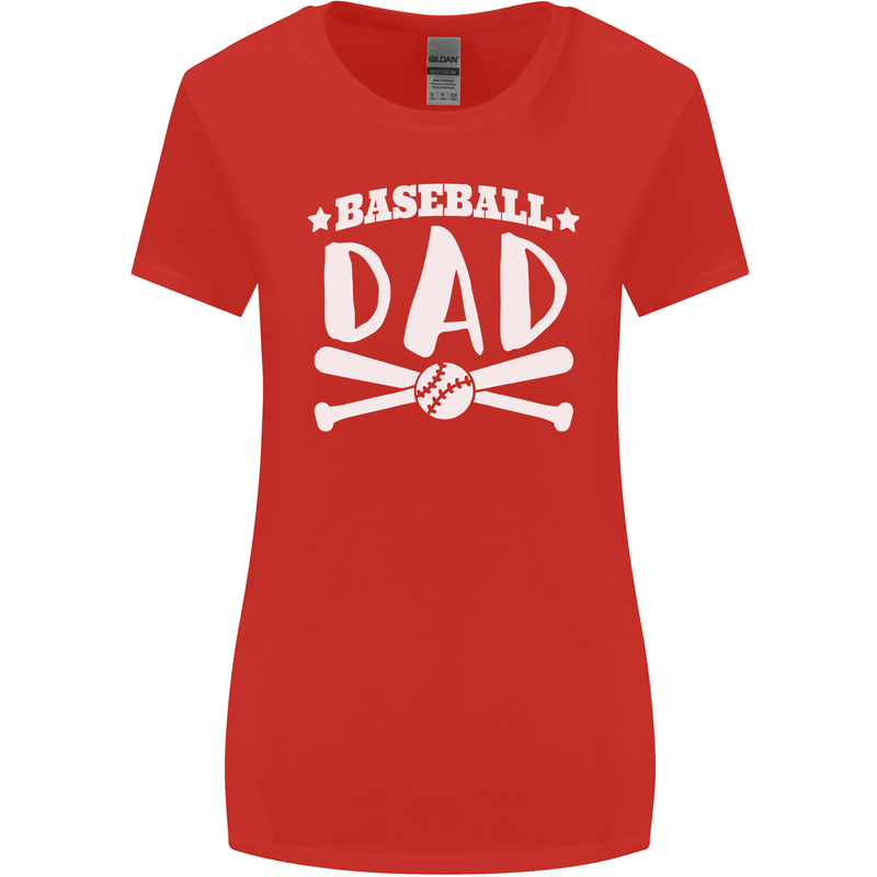 Baseball Dad Funny Fathers Day Womens Wider Cut T-Shirt Red