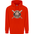 Baseball Dad of Ballers Funny Fathers Day Childrens Kids Hoodie Bright Red
