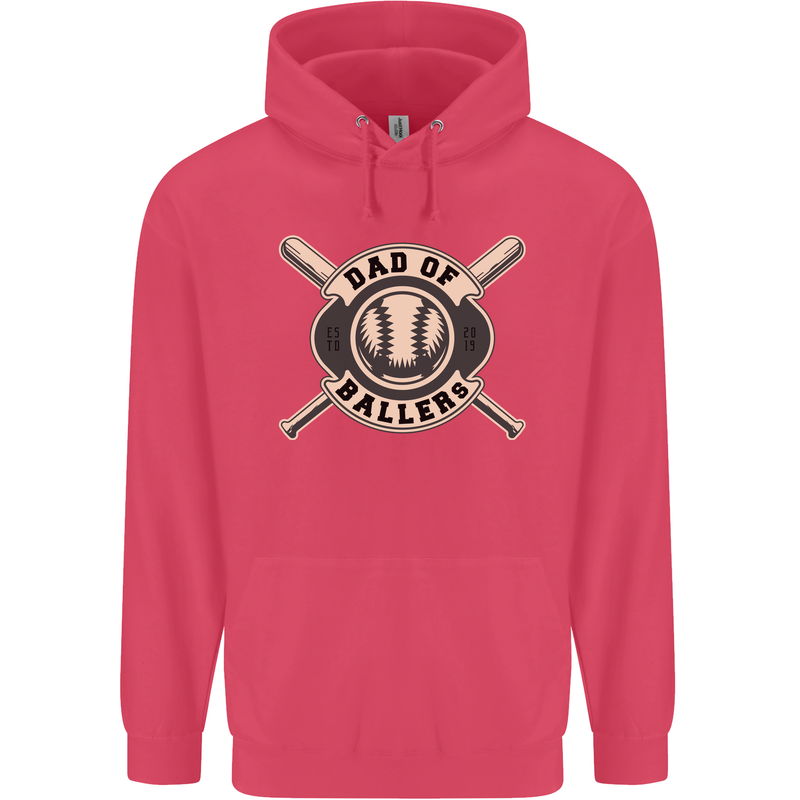 Baseball Dad of Ballers Funny Fathers Day Childrens Kids Hoodie Heliconia