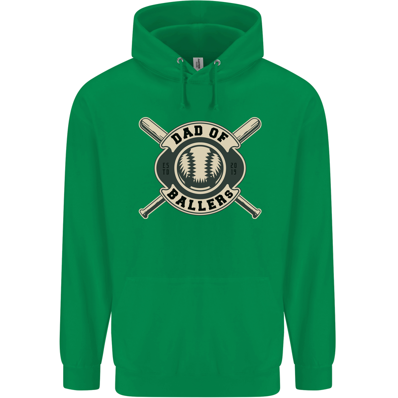 Baseball Dad of Ballers Funny Fathers Day Childrens Kids Hoodie Irish Green